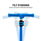 NNEMB 3-Wheel Electric Scooter-Ages 3-8-Adjustable Height-Folding-Lithium Battery-Blue