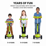 NNEMB 3-Wheel Electric Scooter-Ages 3-8-Adjustable Height-Folding-Lithium Battery-Green