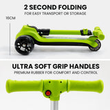 NNEMB 3-Wheel Electric Scooter-Ages 3-8-Adjustable Height-Folding-Lithium Battery-Green