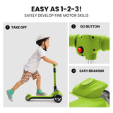 NNEMB 3-Wheel Electric Scooter-Ages 3-8-Adjustable Height-Folding-Lithium Battery-Green