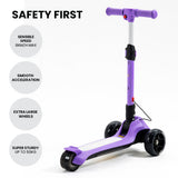 NNEMB 3-Wheel Electric Scooter-Ages 3-8-Adjustable Height-Folding-Lithium Battery-Purple