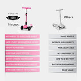 NNEMB 3-Wheel Electric Scooter-Ages 3-8-Adjustable Height-Folding-Lithium Battery-Pink