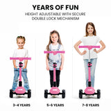 NNEMB 3-Wheel Electric Scooter-Ages 3-8-Adjustable Height-Folding-Lithium Battery-Pink