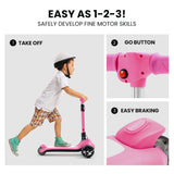 NNEMB 3-Wheel Electric Scooter-Ages 3-8-Adjustable Height-Folding-Lithium Battery-Pink