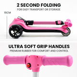 NNEMB 3-Wheel Electric Scooter-Ages 3-8-Adjustable Height-Folding-Lithium Battery-Pink