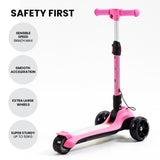 NNEMB 3-Wheel Electric Scooter-Ages 3-8-Adjustable Height-Folding-Lithium Battery-Pink