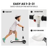 NNEMB 3-Wheel Electric Scooter-Ages 3-8-Adjustable Height-Folding-Lithium Battery-White
