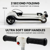 NNEMB 3-Wheel Electric Scooter-Ages 3-8-Adjustable Height-Folding-Lithium Battery-White