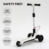 NNEMB 3-Wheel Electric Scooter-Ages 3-8-Adjustable Height-Folding-Lithium Battery-White
