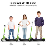 NNEMB Electric Scooter-Ages 5-11-Adjustable Height-Folding-Lithium Battery-Green