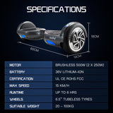 NNEMB Gen III Hoverboard Scooter 6.5 Wheels-Colour LED Lighting-Carry Bag-Carbon Fiber style