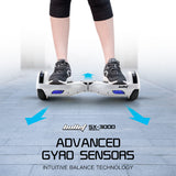 NNEMB Gen III Hoverboard Scooter 6.5 Wheels-Colour LED Lighting-Carry Bag-White