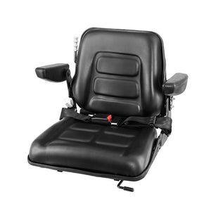 NNEDSZ Tractor Seat with Armrest Forklift Excavator Bulldozer Universal Suspension Backrest Truck Chair black