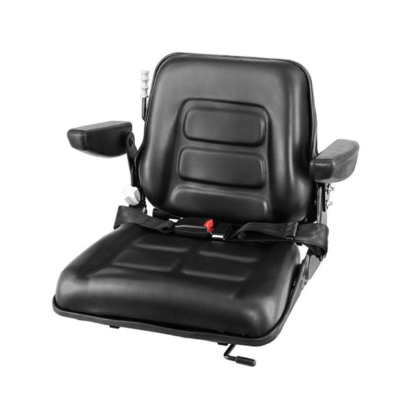 NNEDSZ Tractor Seat with Armrest Forklift Excavator Bulldozer Universal Suspension Backrest Truck Chair black
