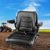 NNEDSZ Tractor Seat with Armrest Forklift Excavator Bulldozer Universal Suspension Backrest Truck Chair black
