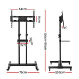 NNEDSZ Steel Mobile TV Stand Cart Height-adjust up to 65" screens 40kg