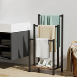 NNEDSZ 3 Tier Towel Rack Rail Freestanding Holder Bathroom Organizer Laundry Drying Bar