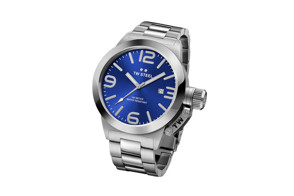 NNEKG Steel Canteen Style Brushed Steel Sunray Blue 45mm Watch