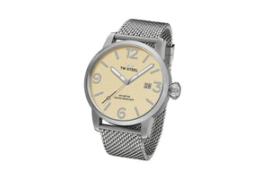 NNEKG Steel Maverick Steel Cream Dial Milanese Bracelet 48mm Watch