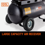 NNEMB 115PSI 120L 8HP Industrial Petrol Powered Air Compressor