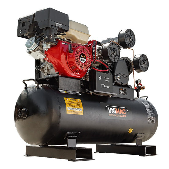 NNEMB 115PSI 150L 18HP Industrial Petrol Powered Air Compressor with Electric Key Start
