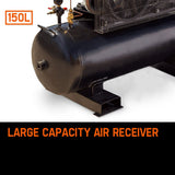 NNEMB 115PSI 150L 18HP Industrial Petrol Powered Air Compressor with Electric Key Start