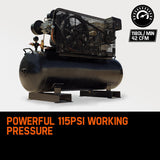 NNEMB 115PSI 150L 18HP Industrial Petrol Powered Air Compressor with Electric Key Start