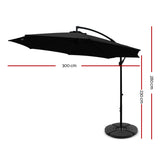 NNEDSZ 3M Umbrella with 48x48cm Base Outdoor Umbrellas Cantilever Sun Beach Garden Patio Black