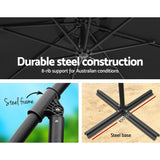 NNEDSZ 3M Umbrella with 48x48cm Base Outdoor Umbrellas Cantilever Sun Beach Garden Patio Black