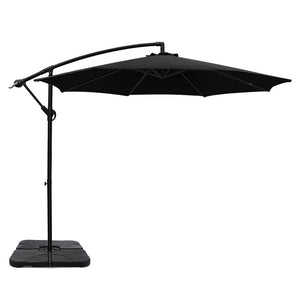 NNEDSZ 3M Umbrella with 50x50cm Base Outdoor Umbrellas Cantilever Sun Stand UV Garden Black