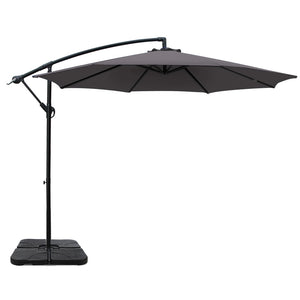 NNEDSZ 3M Umbrella with 50x50cm Base Outdoor Umbrellas Cantilever Sun Stand UV Garden Charcoal