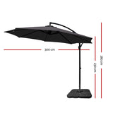 NNEDSZ 3M Umbrella with 50x50cm Base Outdoor Umbrellas Cantilever Sun Stand UV Garden Charcoal