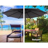 NNEDSZ 3M Umbrella with 50x50cm Base Outdoor Umbrellas Cantilever Sun Stand UV Garden Charcoal