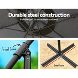 NNEDSZ 3M Umbrella with 50x50cm Base Outdoor Umbrellas Cantilever Sun Stand UV Garden Charcoal