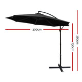 NNEDSZ 3M Cantilevered Outdoor Umbrella - Black