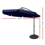 NNEDSZ 3M Umbrella with 48x48cm Base Outdoor Umbrellas Cantilever Sun Beach UV Navy