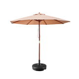 NNEDSZ 2.7M Umbrella with Base Outdoor Pole Umbrellas Garden Stand Deck Beige