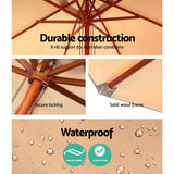 NNEDSZ 2.7M Umbrella with Base Outdoor Pole Umbrellas Garden Stand Deck Beige