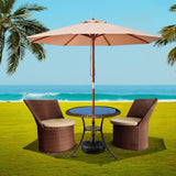 NNEDSZ 2.7M Umbrella with Base Outdoor Pole Umbrellas Garden Stand Deck Beige