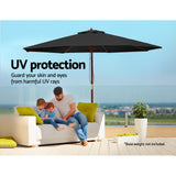 NNEDSZ 2.7M Outdoor Pole Umbrella Cantilever Stand Garden Umbrellas Patio Black