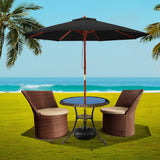 NNEDSZ 2.7M Umbrella with Base Outdoor Pole Umbrellas Garden Stand Deck Black