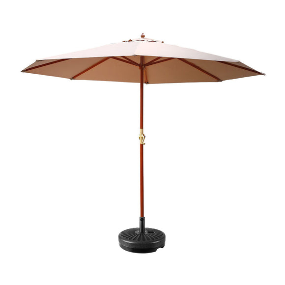 NNEDSZ Outdoor Umbrella Pole Umbrellas 3M with Base Garden Stand Deck Beige