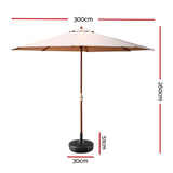 NNEDSZ Outdoor Umbrella Pole Umbrellas 3M with Base Garden Stand Deck Beige