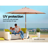 NNEDSZ Outdoor Umbrella Pole Umbrellas 3M with Base Garden Stand Deck Beige