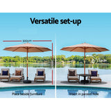 NNEDSZ Outdoor Umbrella Pole Umbrellas 3M with Base Garden Stand Deck Beige
