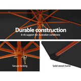 NNEDSZ 3M Umbrella with Base Outdoor Pole Umbrellas Garden Stand Deck Black