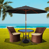 NNEDSZ 3M Umbrella with Base Outdoor Pole Umbrellas Garden Stand Deck Black