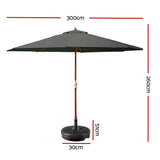 NNEDSZ Outdoor Umbrella Pole Umbrellas 3M W/ Base Garden Stand Deck Charcoal