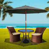 NNEDSZ Outdoor Umbrella Pole Umbrellas 3M W/ Base Garden Stand Deck Charcoal