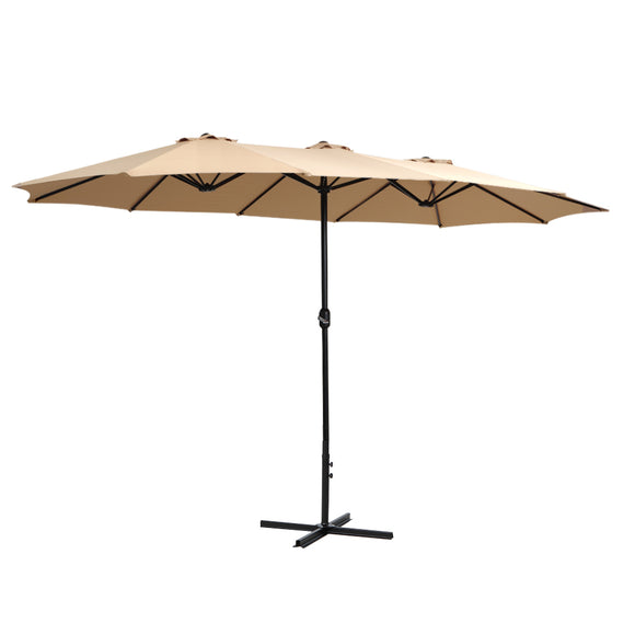 NNEDSZ Outdoor Umbrella Twin Umbrella Beach Stand Base Garden Sun Shade 4.57m